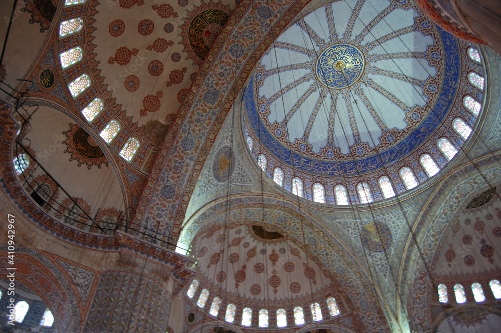 View of the main places and monuments of Istanbul, in Turkey. Blue mosque