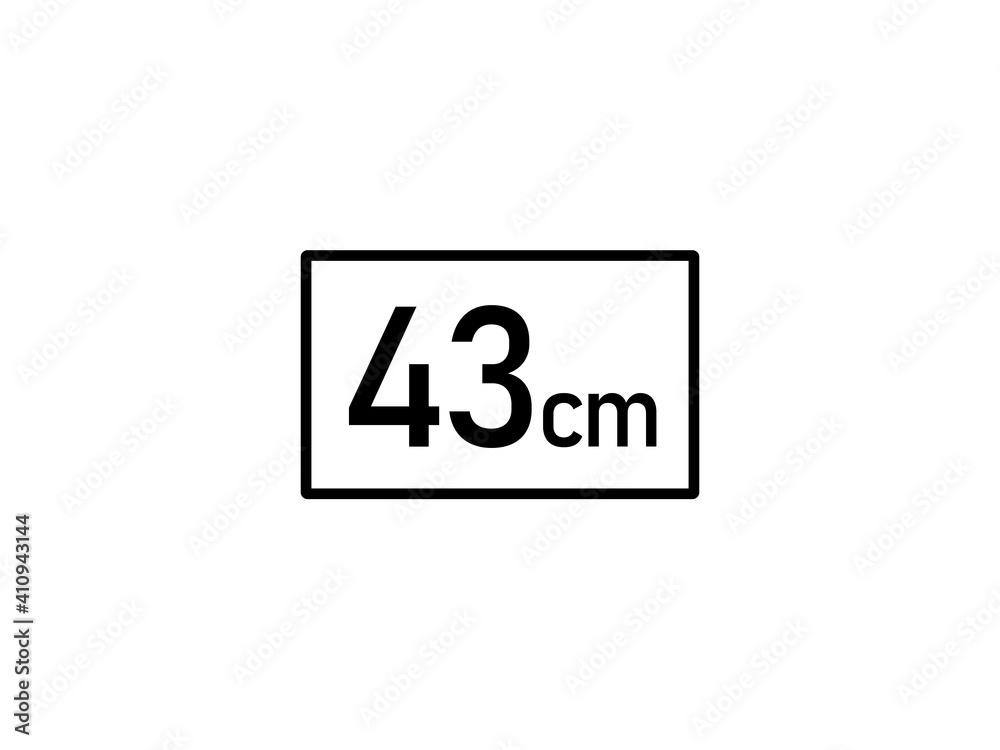 43 centimeters icon vector illustration, 43 cm size 43 centimeters icon vector illustration, 43 cm size