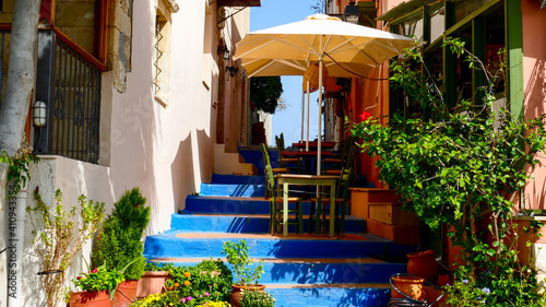 Greece city blue staircases