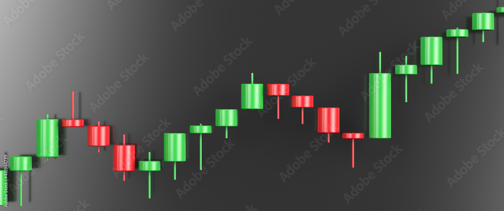 Growing market illustration. Japanese candles view