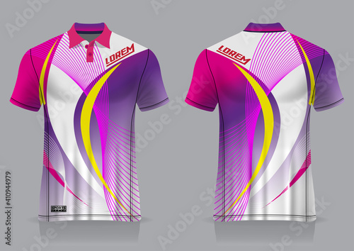 jersey badminton polo shirt design, for uniform team front and back	
