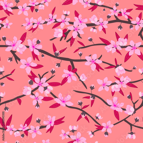 Seamless patter design sakura flower
