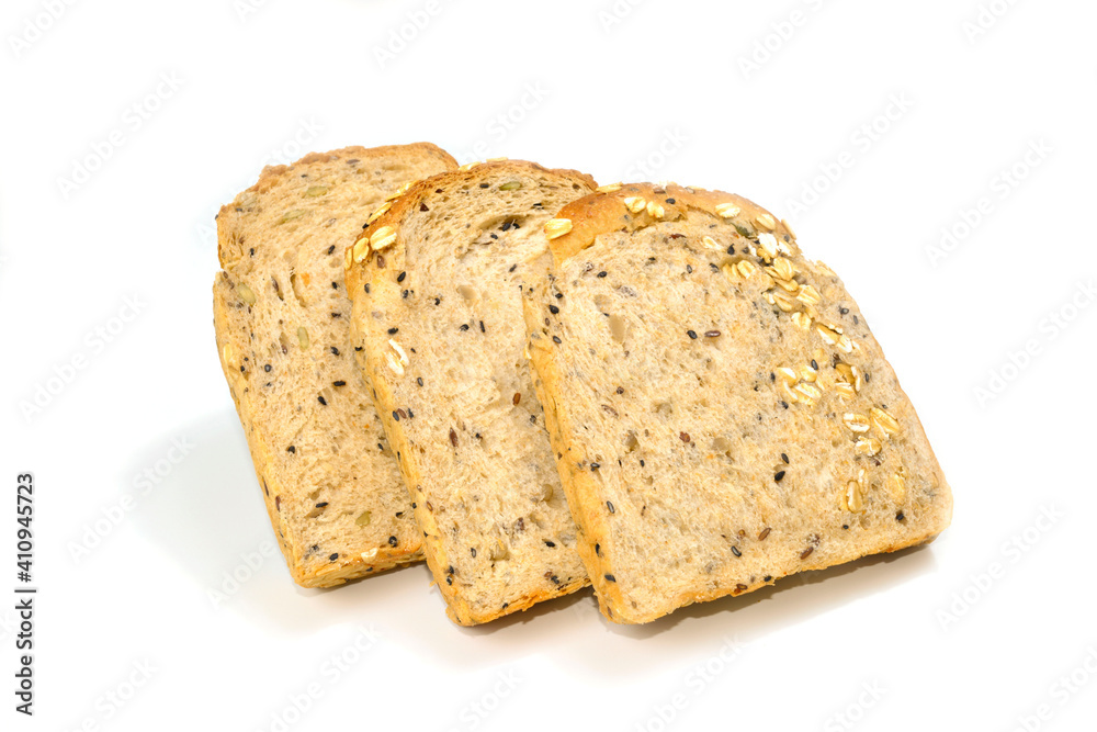 Kinds of fragrant fresh bread on white background