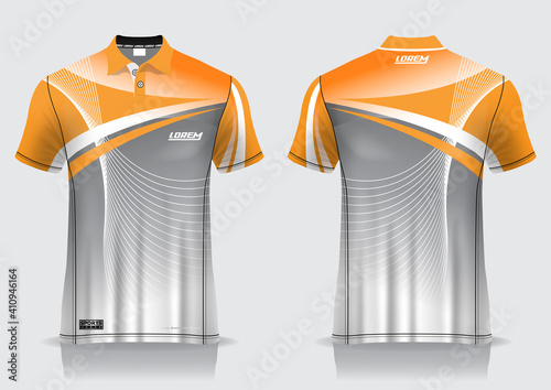 jersey badminton polo shirt design, for uniform team front and back	
