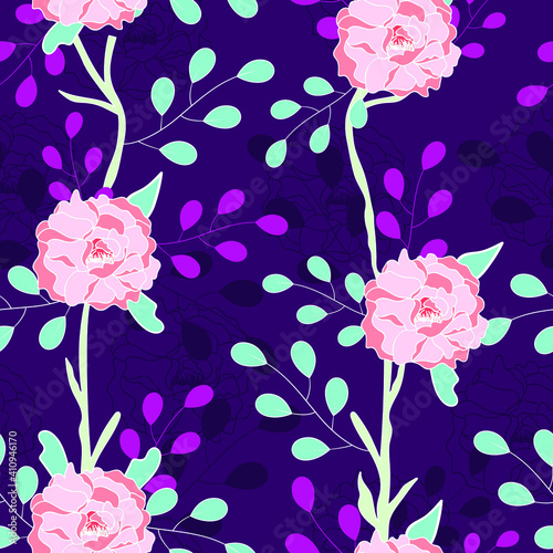 Dacing pink flowers illustration 