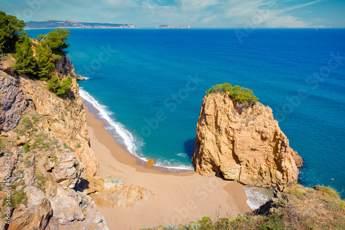 View of the Red Island from the coastal path of Sa Riera beach to Pals beach, Costa Brava, Catalonia, Spain photo