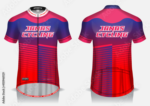 Jersey cycling template design uniform front and back view
