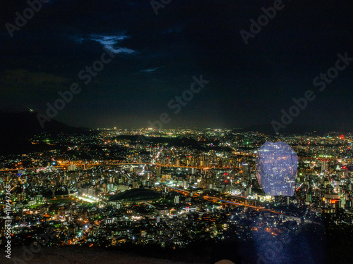北九州小文字山から小倉市の夜景を一望する