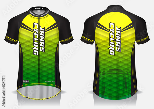 Jersey cycling template design uniform front and back view