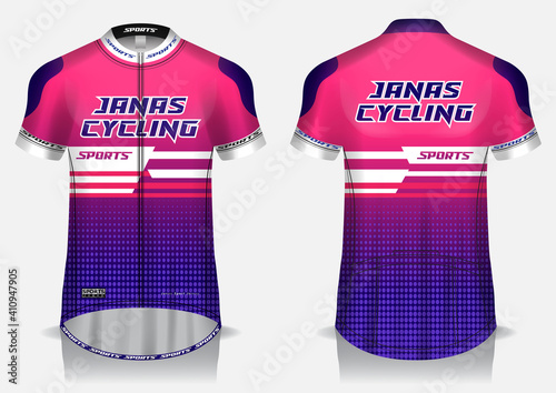 Jersey cycling template design uniform front and back view
