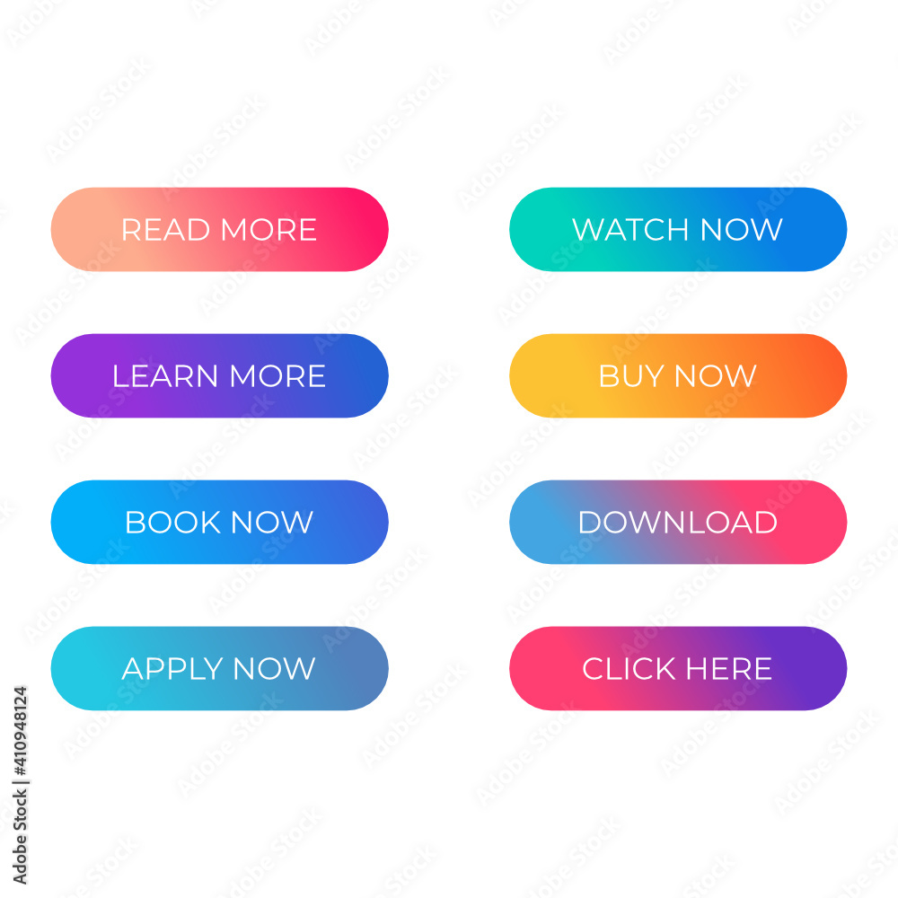 Set of Modern Material style buttons mobile app infographic different gradient colors Set of Modern Material style buttons mobile app infographic different gradient colors