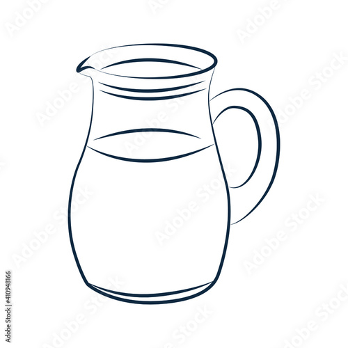 jug of milk and glass, Sugar and milk vector icon, outline style