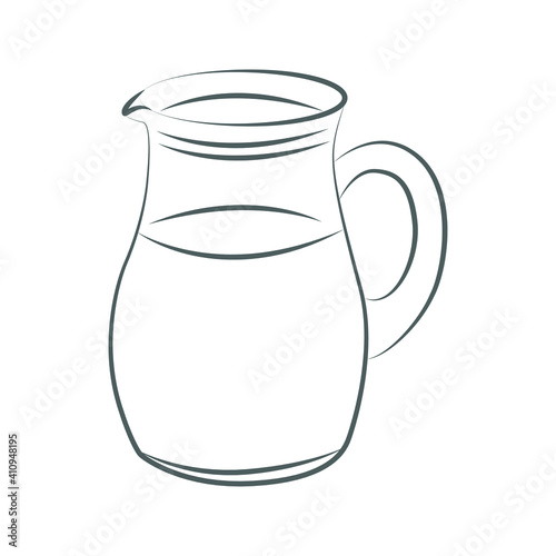 jug of milk and glass, Sugar and milk vector icon, outline style