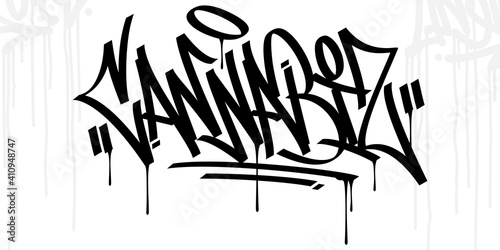Graffiti Style Hand Written Word Cannabis Vector Illustration Art