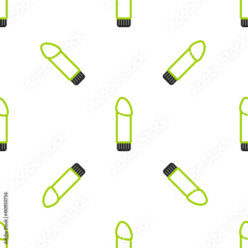 Line Dildo vibrator for sex games icon isolated seamless pattern on white background. Sex toy for adult. Vaginal exercise machines for intimate. Vector Illustration.