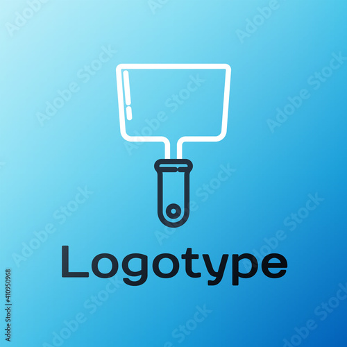 Line Putty knife icon isolated on blue background. Spatula repair tool. Spackling or paint instruments. Colorful outline concept. Vector Illustration.