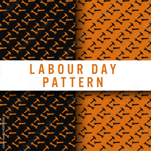 geometric seamless pattern, labour day seamless pattern, wrench and hammer pattern, can use for, fabric, print on demand, fashion. photo