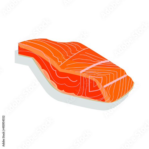 A slice of salmon for the seafood and sushi menu. Vector illustration isolated on white background.