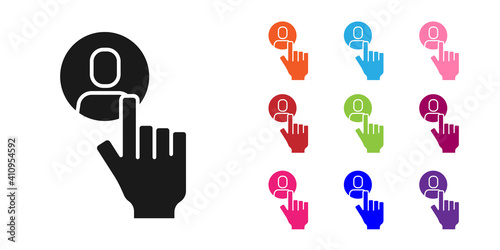 Black Head hunting icon isolated on white background. Business target or Employment sign. Human resource and recruitment for business. Set icons colorful. Vector.