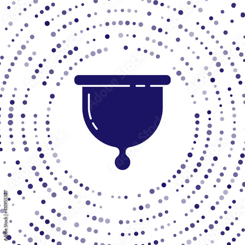 Blue Menstrual cup icon isolated on white background. Feminine hygiene. Protection for woman in critical days. Abstract circle random dots. Vector.