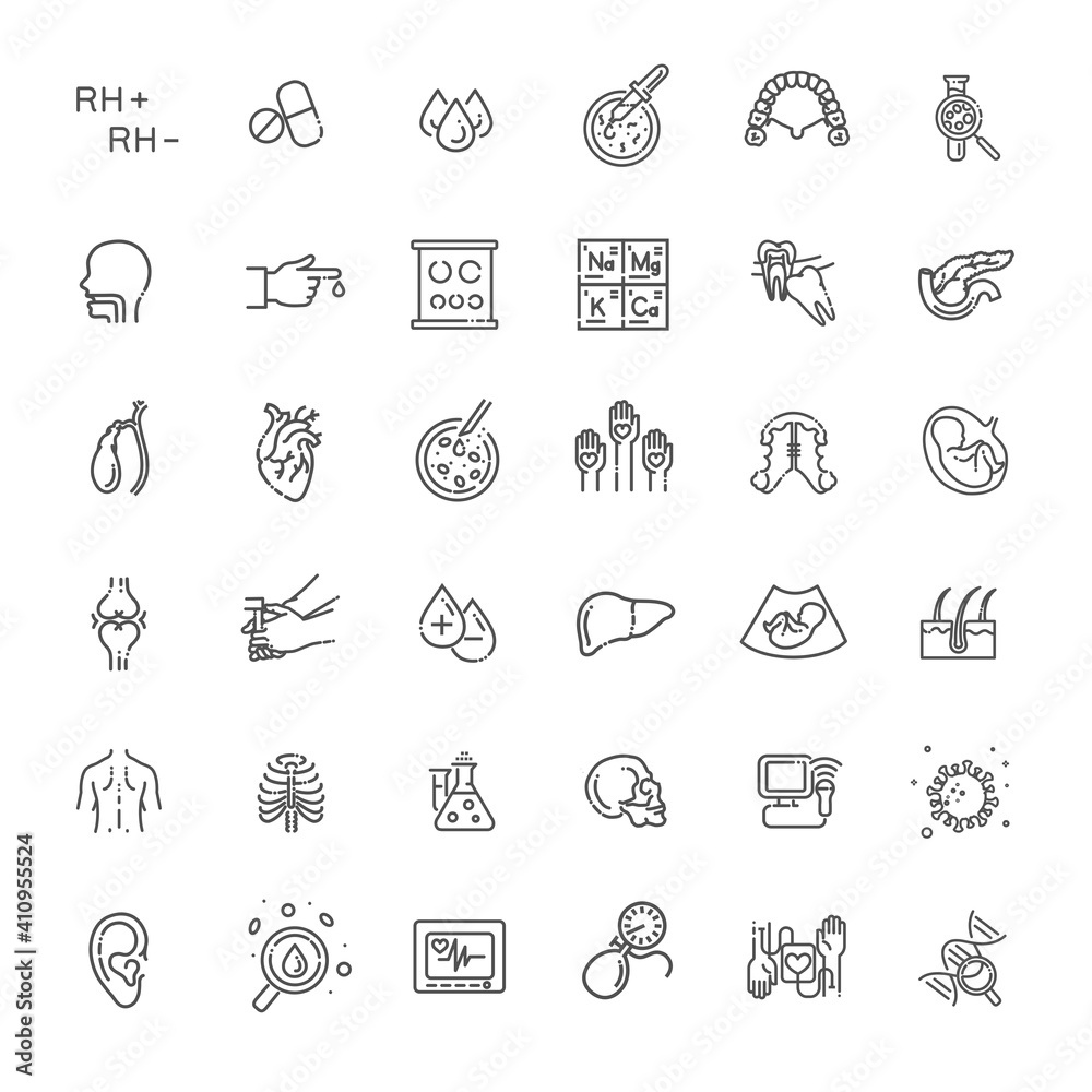 Line medicine concepts, vector outline Icons set