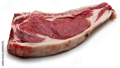 Photos Raw red beef cutlet (heifer, veal). Isolated on white background.