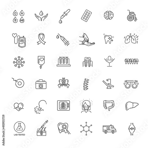 Line medicine concepts, vector outline Icons set