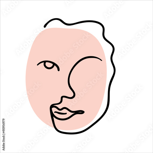 Abstract line art face painting contemporary portrait