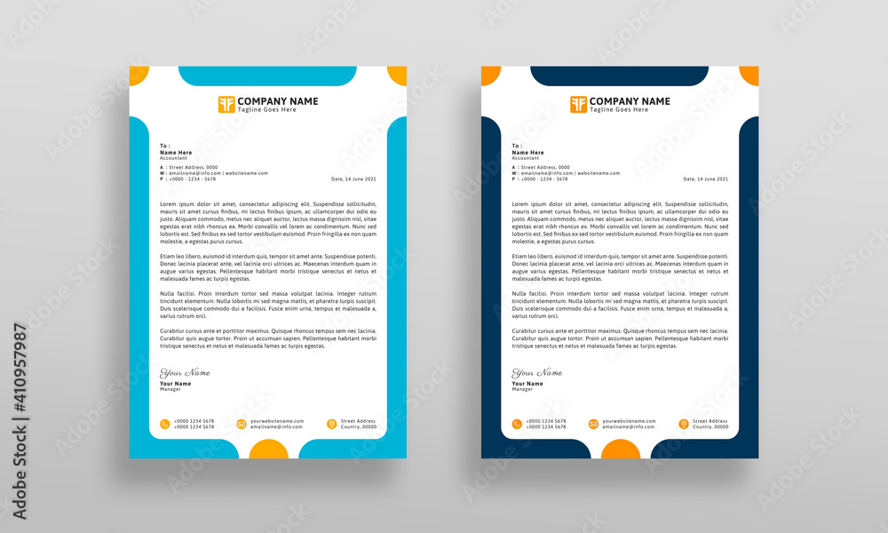Obraz premium Modern, Professional and Clean Company Letterhead Design Template.