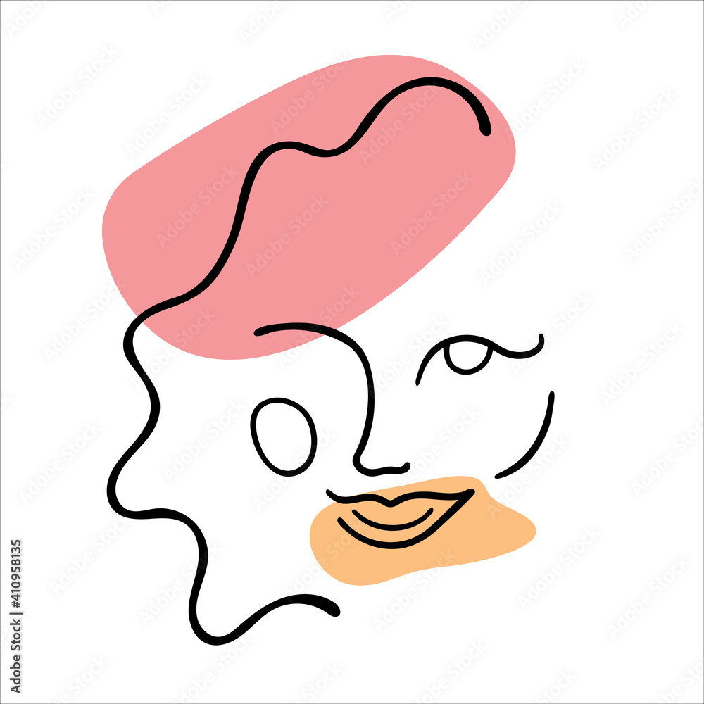 Abstract line art face painting contemporary portrait Abstract line art face painting contemporary portrait