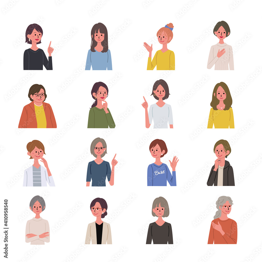いろいろな世代の女性 大人数 イラスト
いろいろな世代の女性 大人数 イラスト