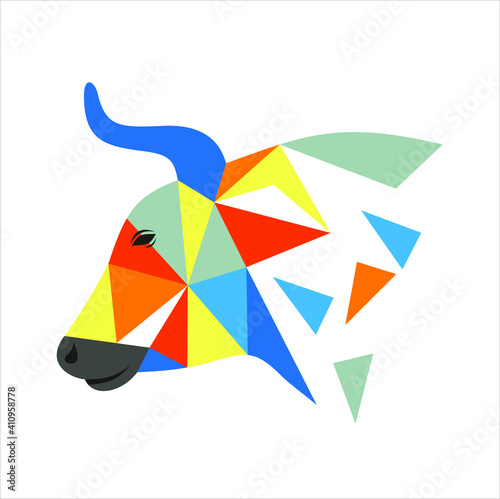 illustration of a cow's head mosaic.