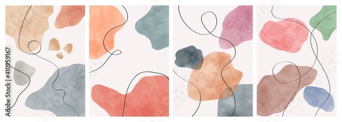Abstract design modern trendy with doodles and various shapes. vector Set of creative minimalist hand painted illustrations for wall decoration, postcard or brochure cover design