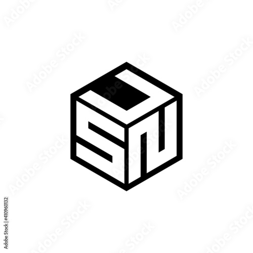 SNU letter logo design with white background in illustrator, cube logo, vector logo, modern alphabet font overlap style. calligraphy designs for logo, Poster, Invitation, etc.	