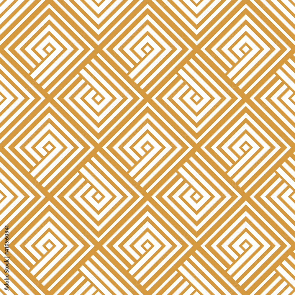 Abstract geometric pattern with stripes, lines. Seamless vector background. White and gold ornament. Simple lattice graphic design