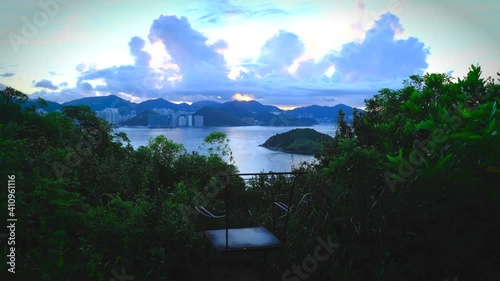 Hong Kong Island Empty Mountain Chair Sunrise Timelapse 