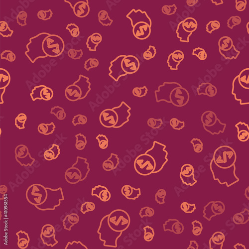 Brown line Web design and front end development icon isolated seamless pattern on red background. Vector.