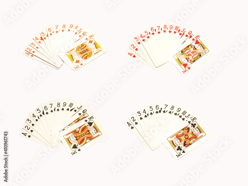 Playing cards isolated, all cards