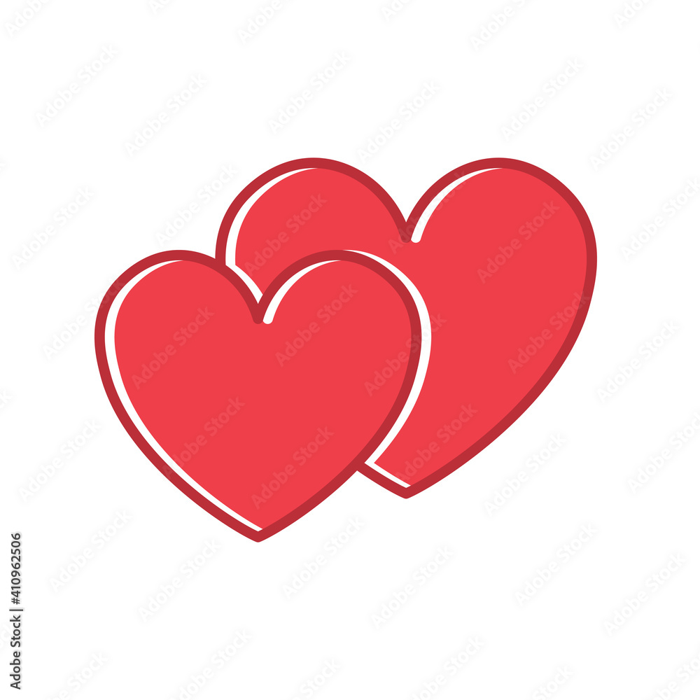 two red hearts, love, Valentine's Day concept- vector illustration