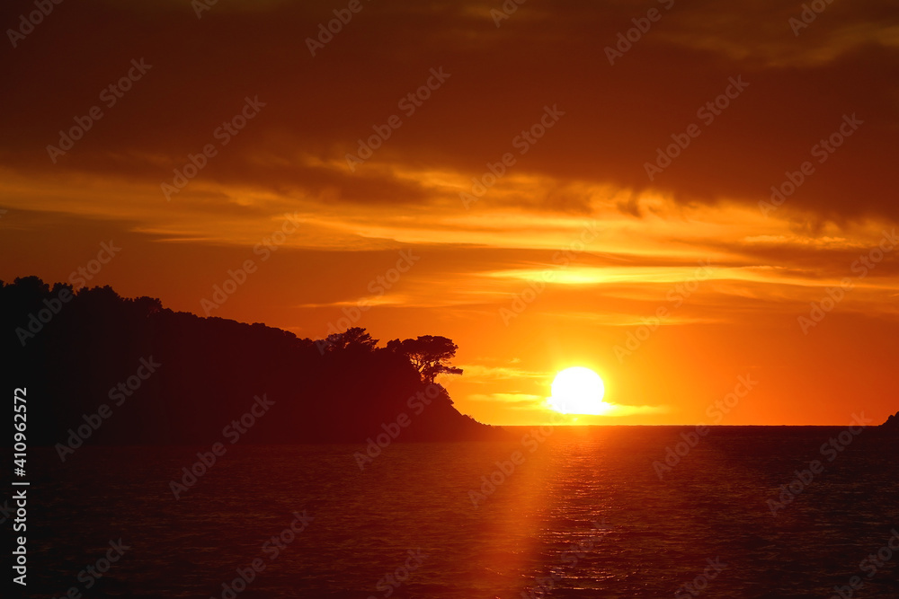 Beautiful sunset on island Lastovo, Croatia.
