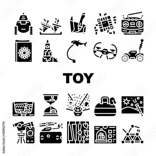 Toy And Children Game Collection Icons Set Vector