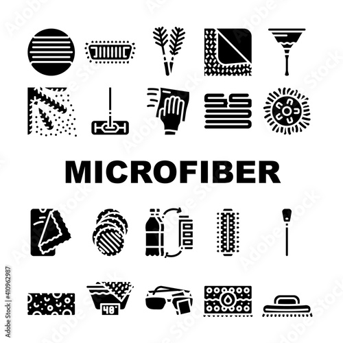 Microfiber For Clean Collection Icons Set Vector