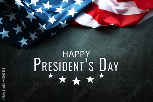 Presidents' Day Typography abstract Background with American Flag