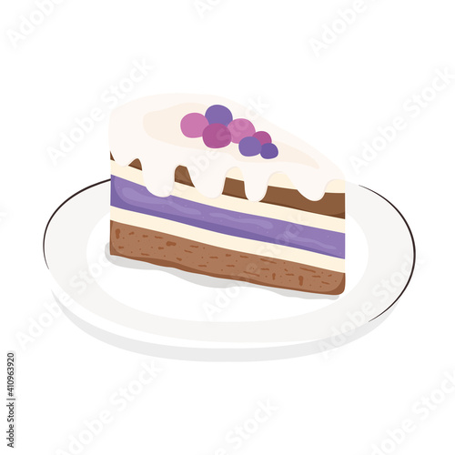 dish with sweet cake portion icon vector illustration design