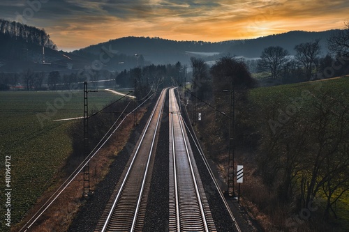 Railway an golden sunset