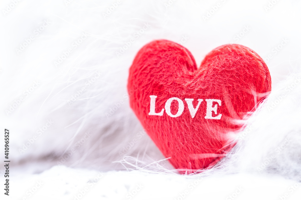 Fototapeta premium Red heart on a white backround