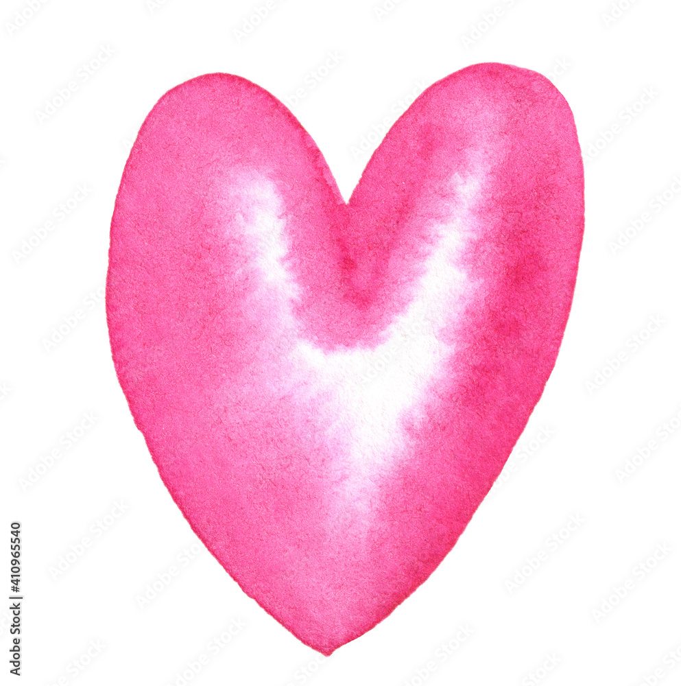 watercolor pink heart isolated on white background