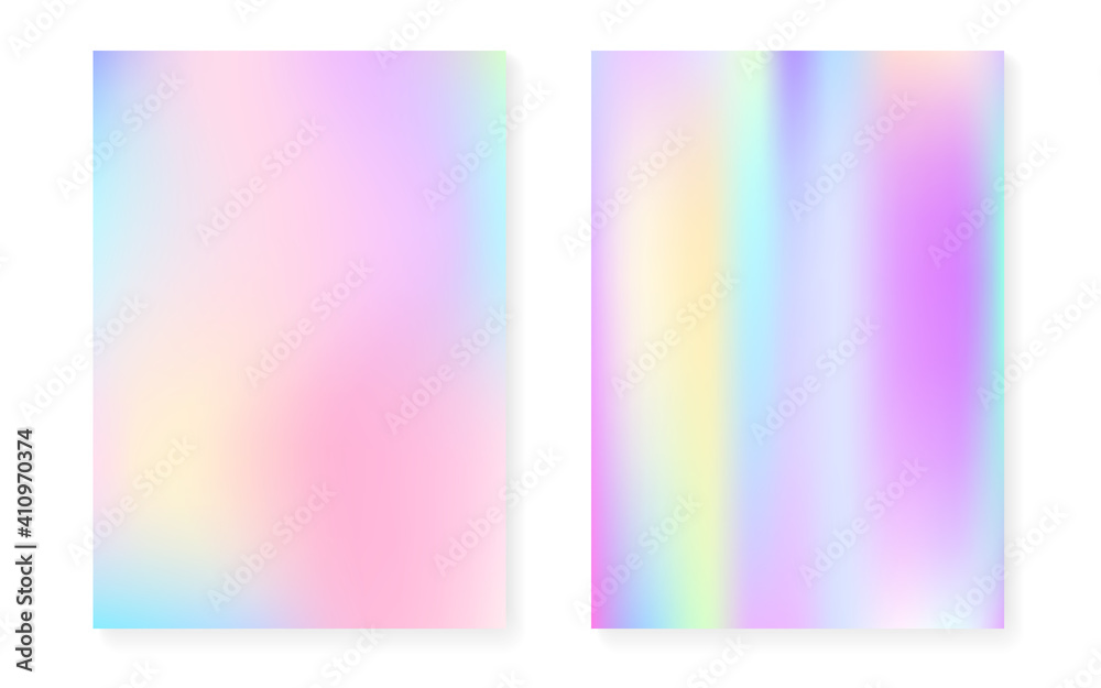 Holographic cover set with hologram gradient background.