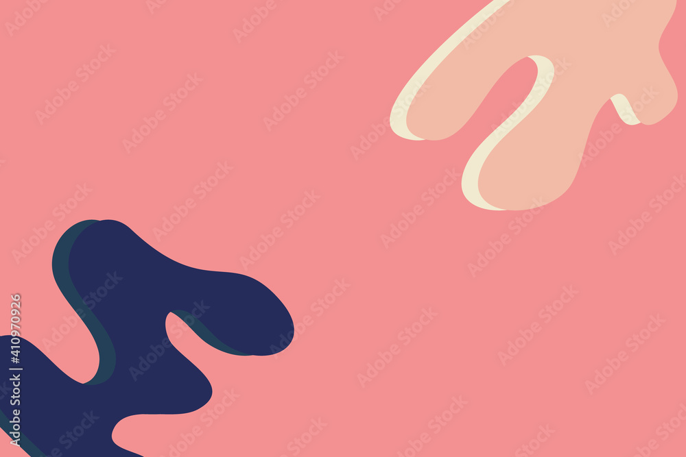 Abstract minimal banner in retro style. Muted blue and beige amorphous shapes on pink background. Great as sale banner for promotions and discounts or backdrop. Abstract minimal banner in retro style. Muted blue and beige amorphous shapes on pink background. Great as sale banner for promotions and discounts or backdrop.