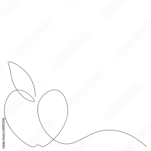 Apple fruit line drawing, vector illustration